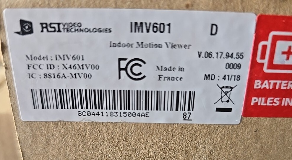 RSI Video Technologies IMV601 Indoor Motion Viewer