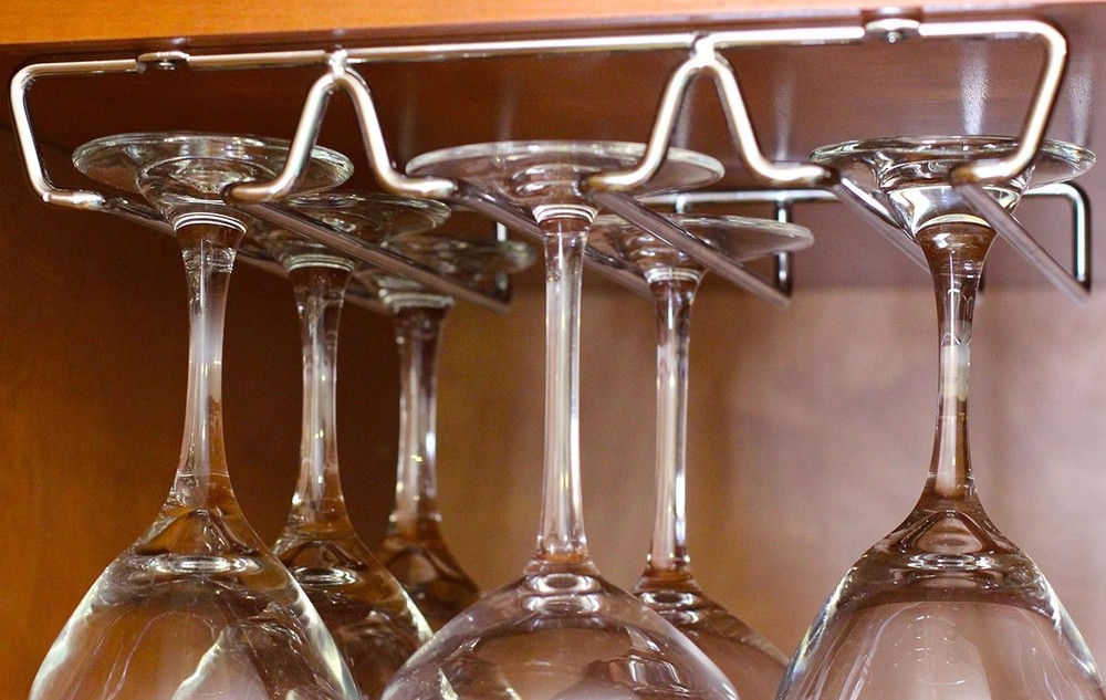 2PK Single Rail Wine Glass Stemware Rack Holder Chrome