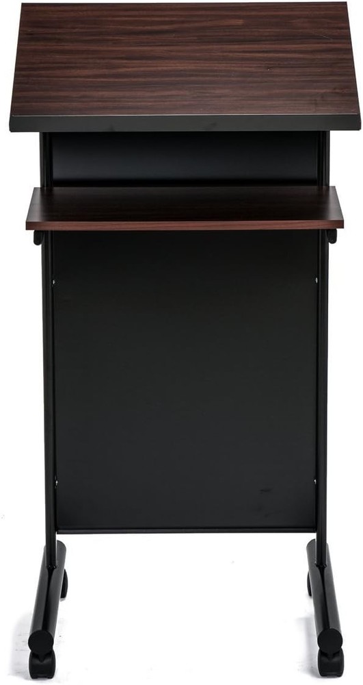 Audio-Visual Direct Wheeled Lectern Podium - Standing Standing, Black/Cherry