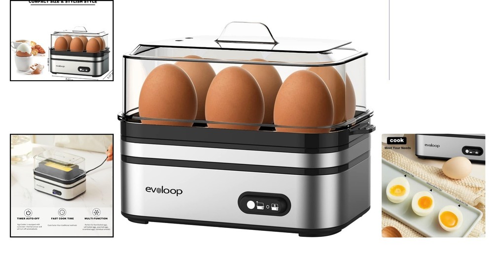 Rapid Egg Cooker with Auto Shut-Off: 6 Egg Capacity & Multi-Function Design