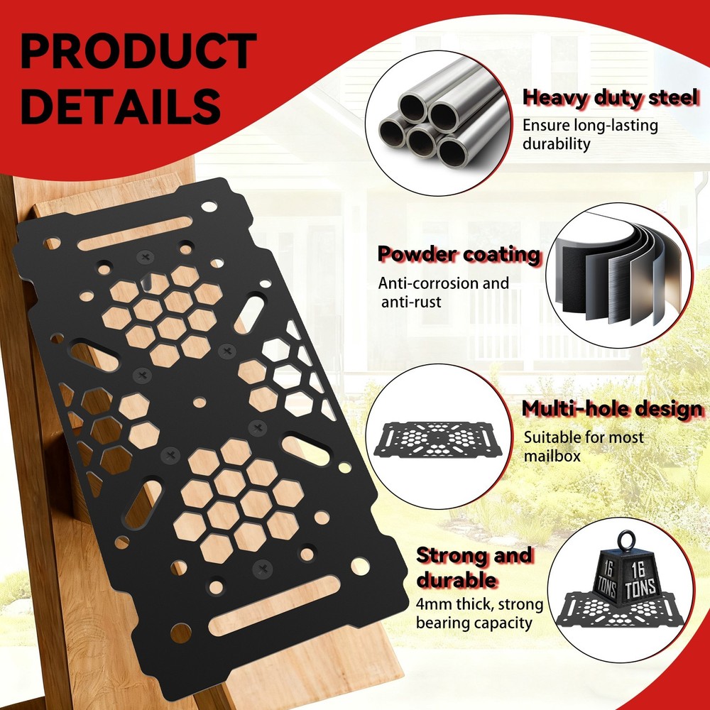 Mailbox Post Mount Brackets + Mailbox Flag, for Post Mount Mailboxes 2 PCS