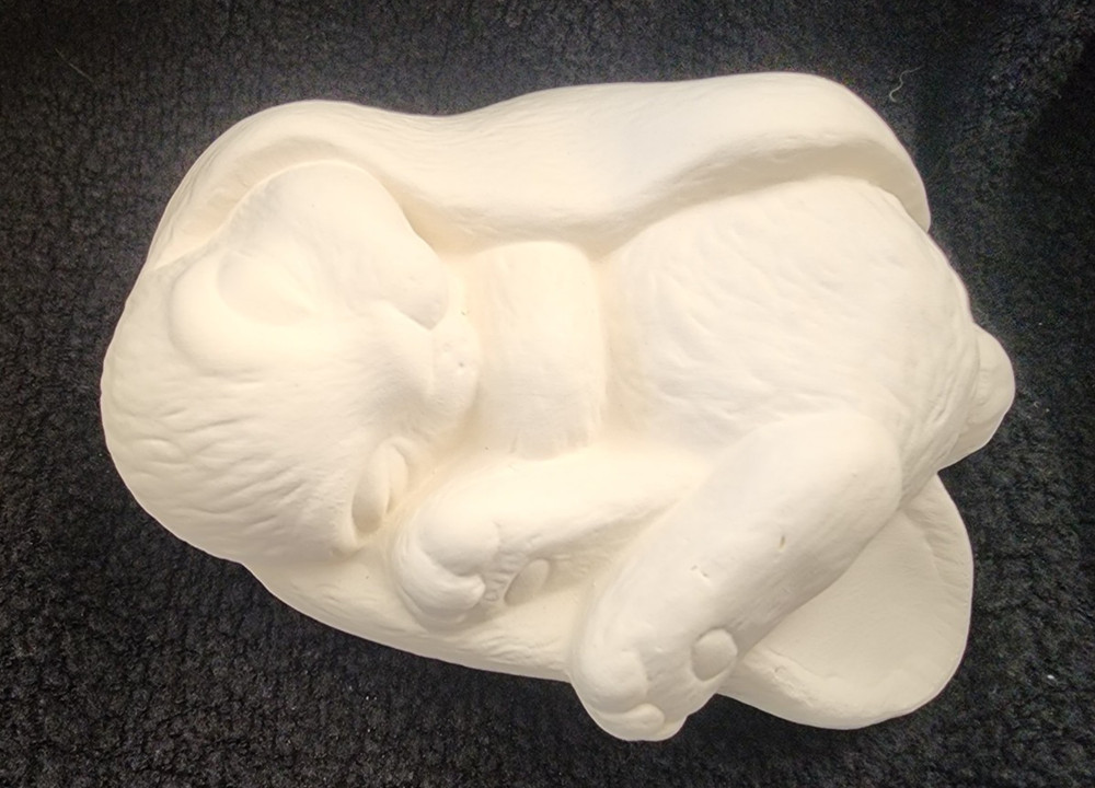 Ready to Paint Ceramic Bisque Sleeping Lop-Eared Easter Bunny