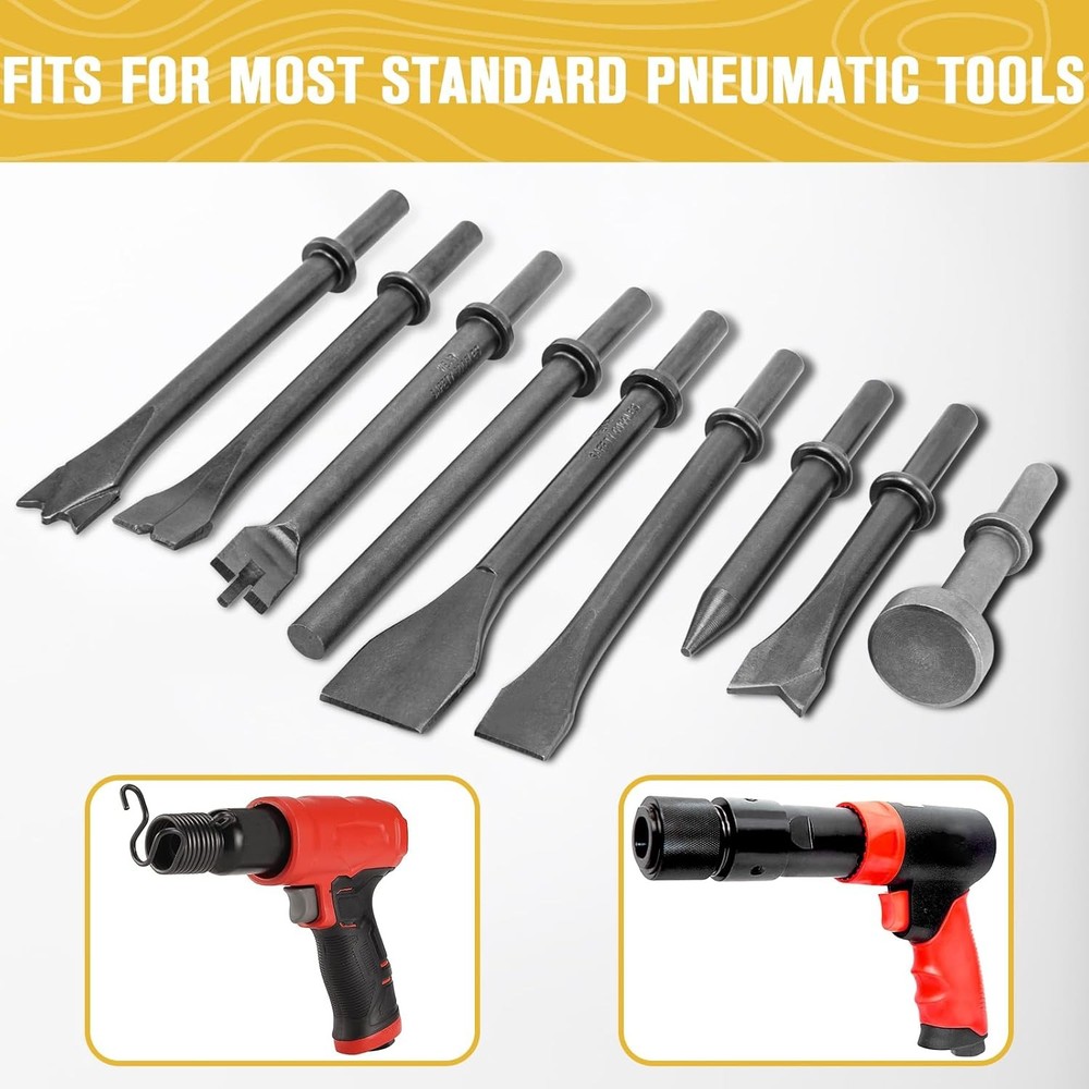 Air Hammer Bits Set - 9pcs Pneumatic Hammer Chisel Bits, Air Chisel Bits