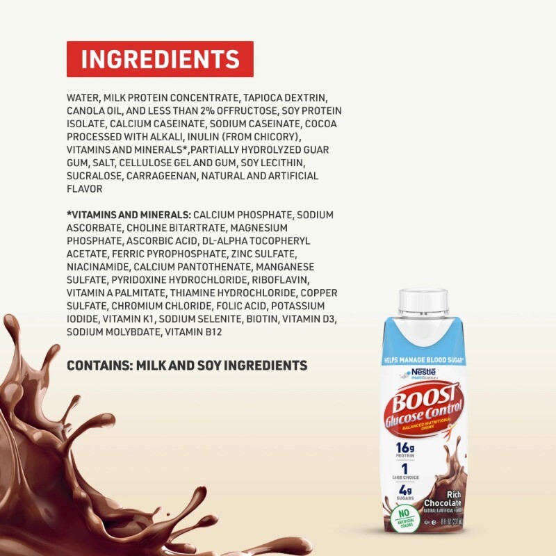 BOOST Glucose Control Nutritional Drink, Rich Chocolate, 16 g Protein