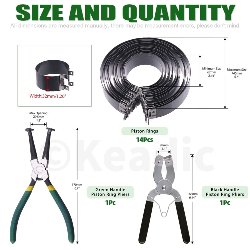 16 Pcs Automotive Engine Piston Ring Compressor Tool Set Contains Compressor