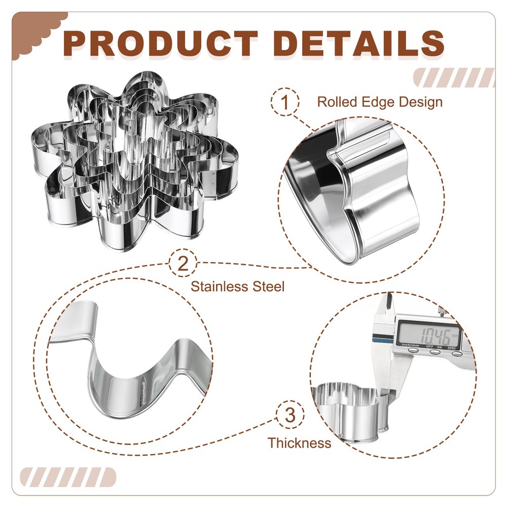 1 Set Flower Cookie Cutter, Octangle Fondant Baking Tool Silver
