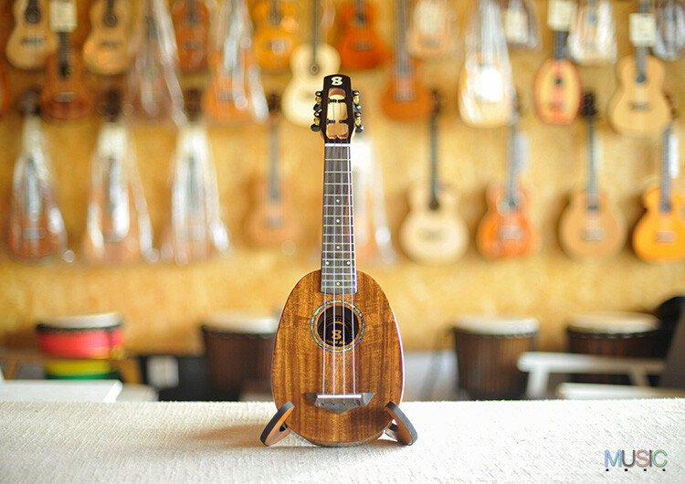Bright Sun Solid Koa Pineapple Soprano Ukulele (Abalone Inlay)