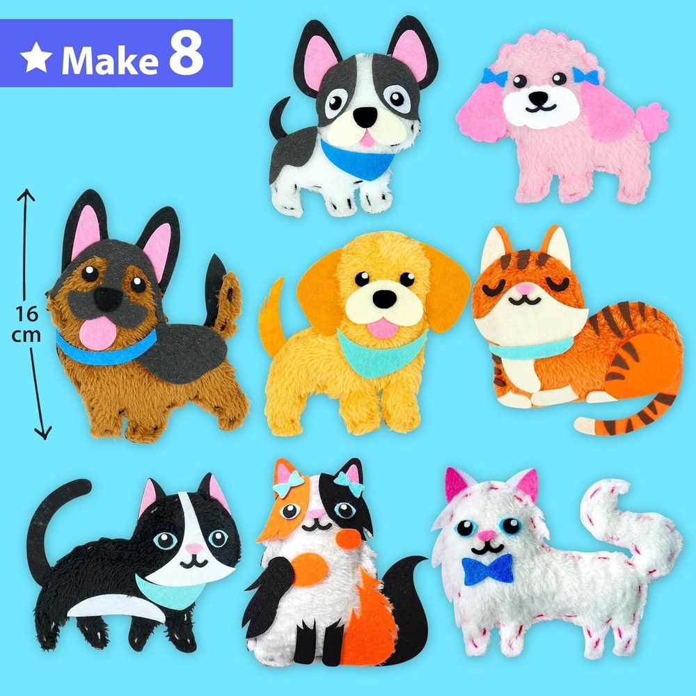KRAFUN Easy Sewing Kit Beginner Kids 8 Projects Stuffed