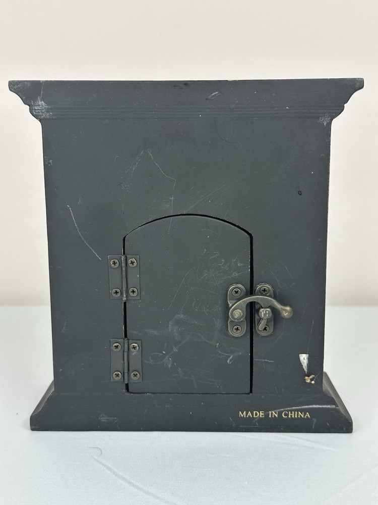 Decorative Distressed Black Mantel Clock Asian Style