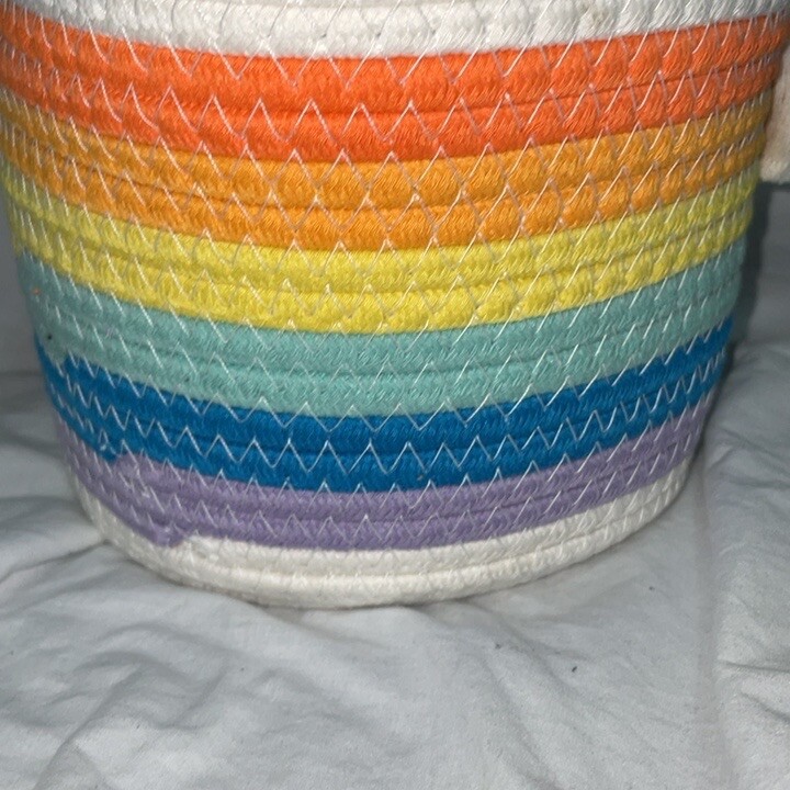 Rainbow coiled rope basket
