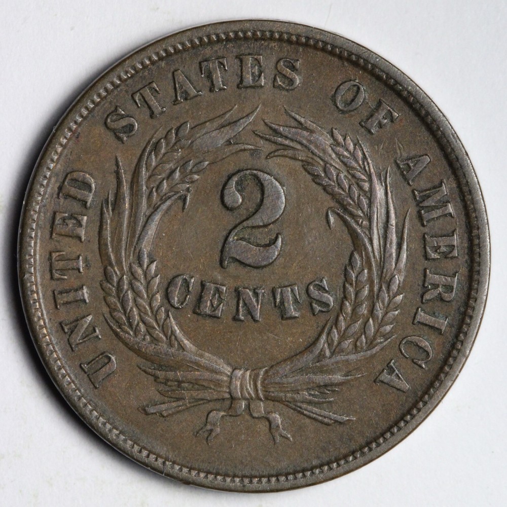 1864 Two Cent Piece AU E308 ZCFN