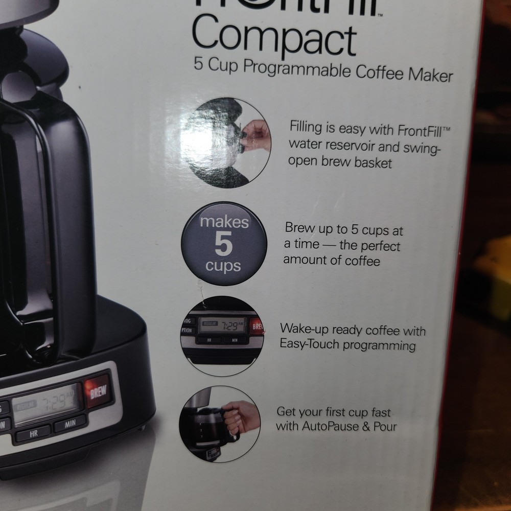 Hamilton Beach 5 Cup Drip Coffee Maker with Easy FrontFill Basket, Compact NEW