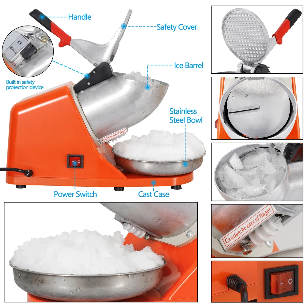 Electric Ice Crusher Machine Ice Shaver Shaved Ice Snow Cone Maker 143lbs