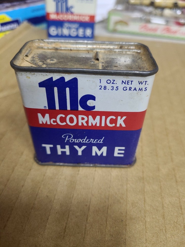 Vintage McCormick Powdered Thyme Tin 1 oz. Empty
