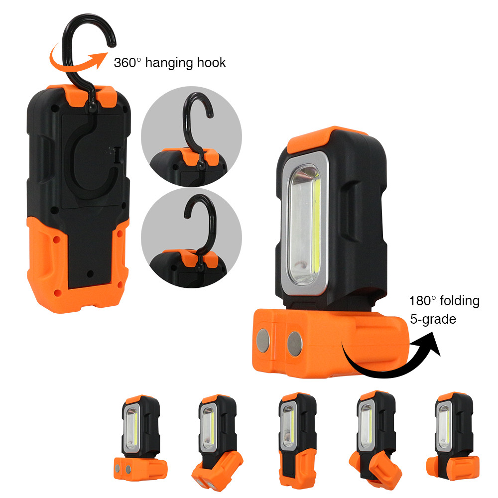 2 PACK Portable LED Work Light, Multi-use COB Flashlight, Battery-operated 5000K