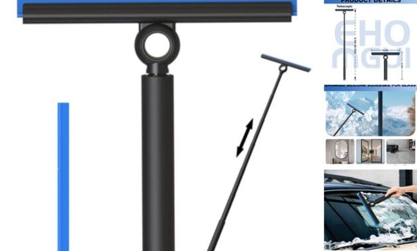Shower Squeegee for Glass Doors, Squeegee with Black &Blue Extendable Squeegee