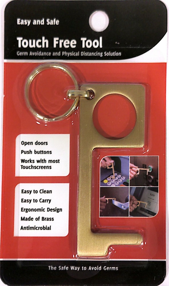 Touch Free Tool Open Doors Push Buttons Touchscreens Brass Key Chain  12 pack