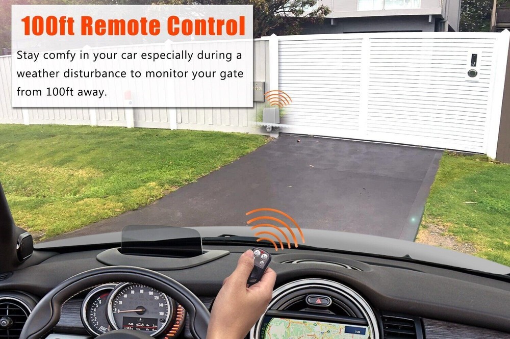 2700lbs Automatic Sliding Gate Opener Rack Driven with 2 Remotes & Complete Kit