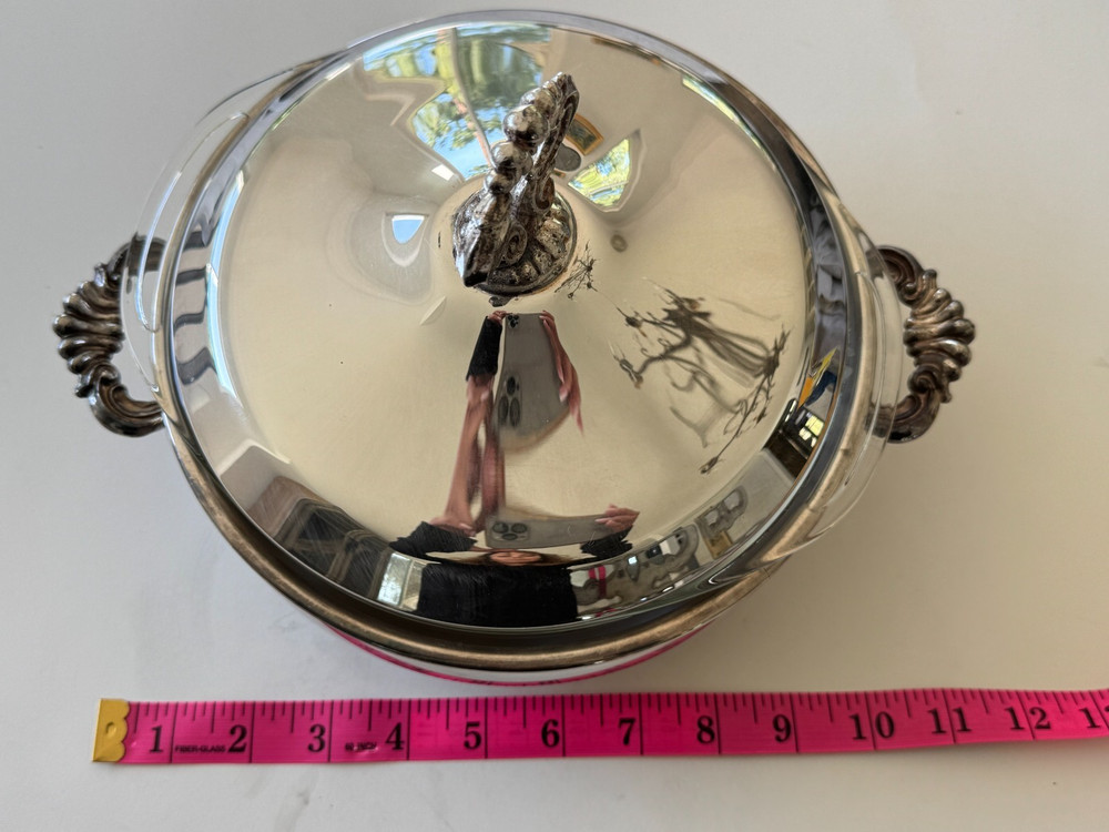 Vintage FB Rogers Silver Co. Silverplate Covered Casserole with Pyrex Insert