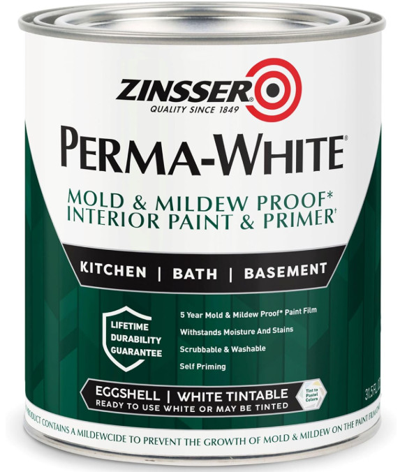 3 pack PERMA-WHITE Mold & Mildew Proof Interior Paint Quart Eggshell White