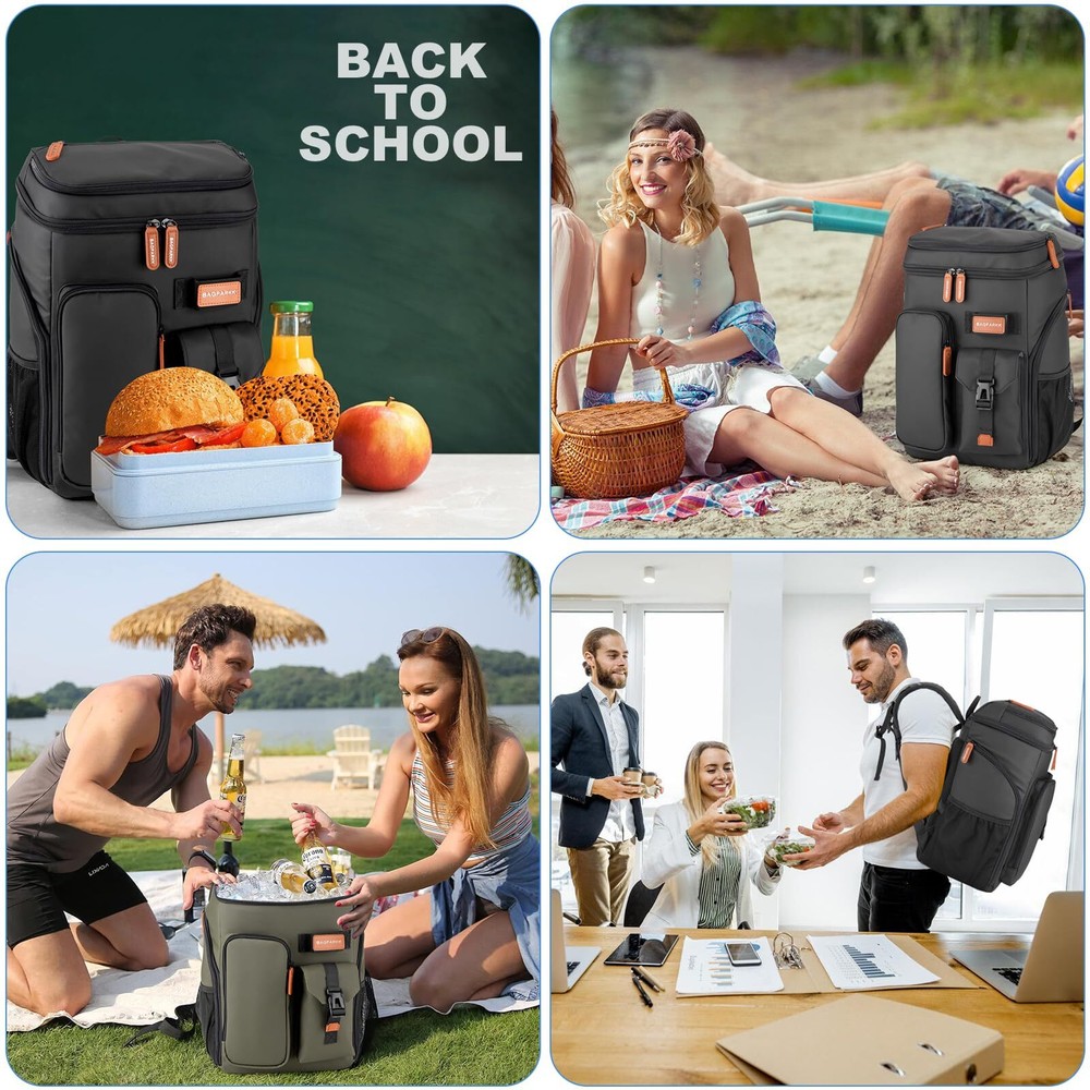Insulated Cooler Backpack33 Cans Multifunctional Double Deck Leakproof Cooler...