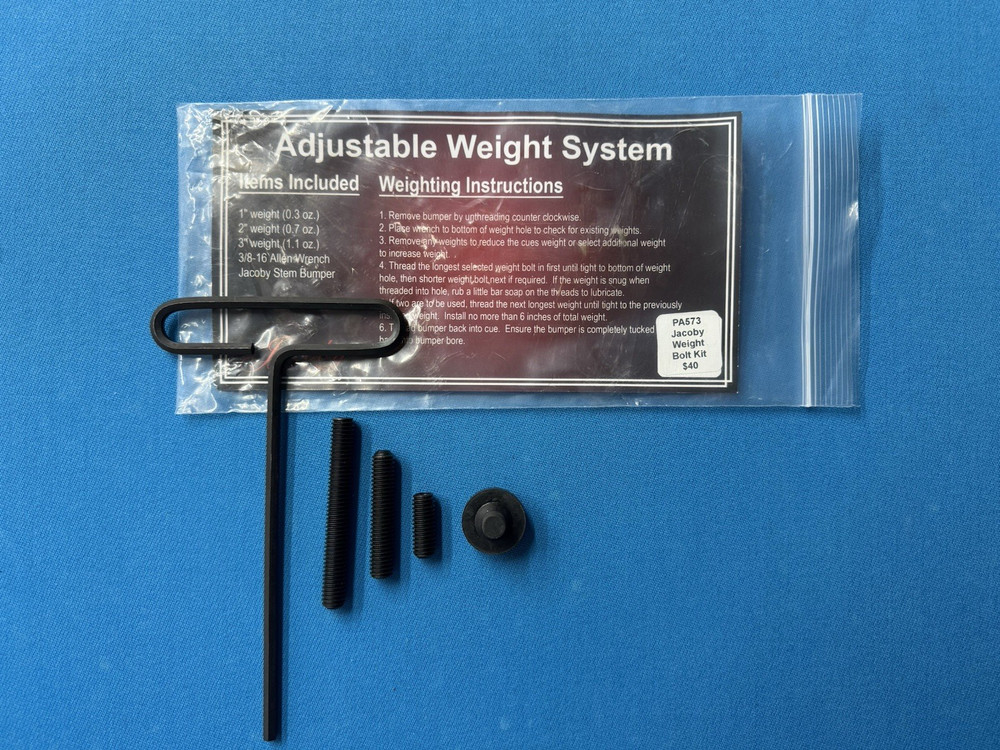 JACOBY  ADJUSTABLE WEIGHT BOLT SYSTEM