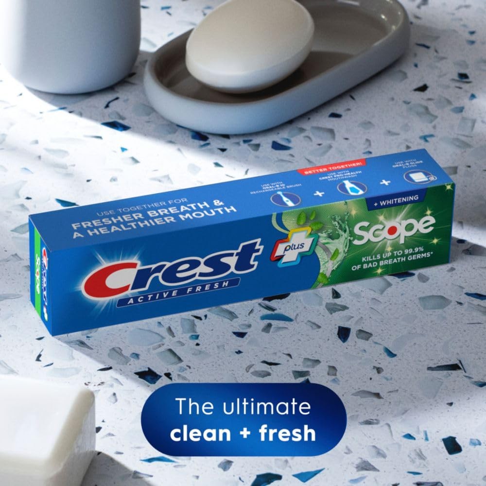 Crest Whitening Plus Scope, Complete Active Fresh + Whitening Toothpaste, 5....