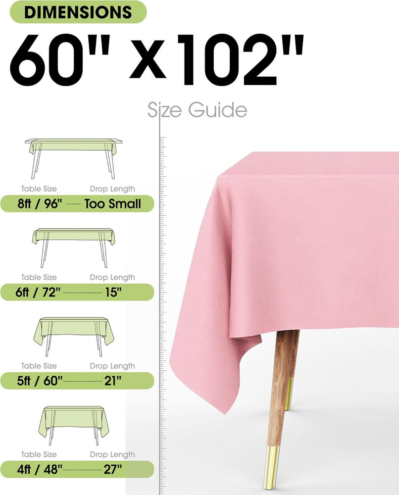 Rectangle Table Cloth 60" X 102" – Durable Polyester Tablecloth Offers Reusable