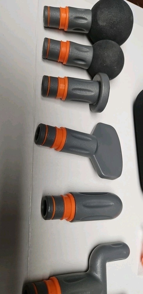 SHARPER IMAGE Powerboost Deep Tissue Percussion Massager Six Attachments w/ case