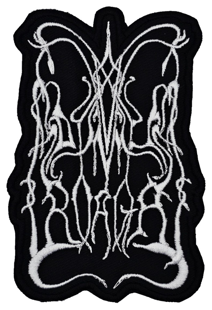 DIMMU BORGIR WHITE LOGO (shaped border) EMBROIDERED PATCH