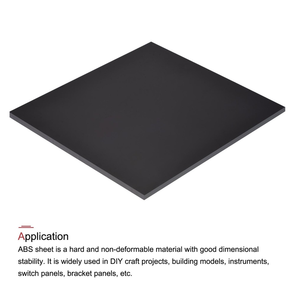 Black ABS Plastic Sheet 12x12x0.2" for Building Model, Panel