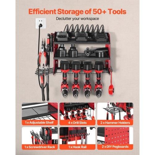 Power Tool Organizer with Charging Station 3Layer Drill Storage Rack