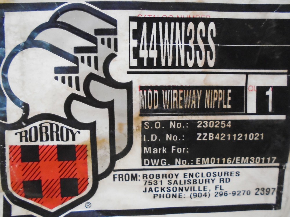 NEW Robroy Hoffman E 44WN3SS Mod Wireway Nipple