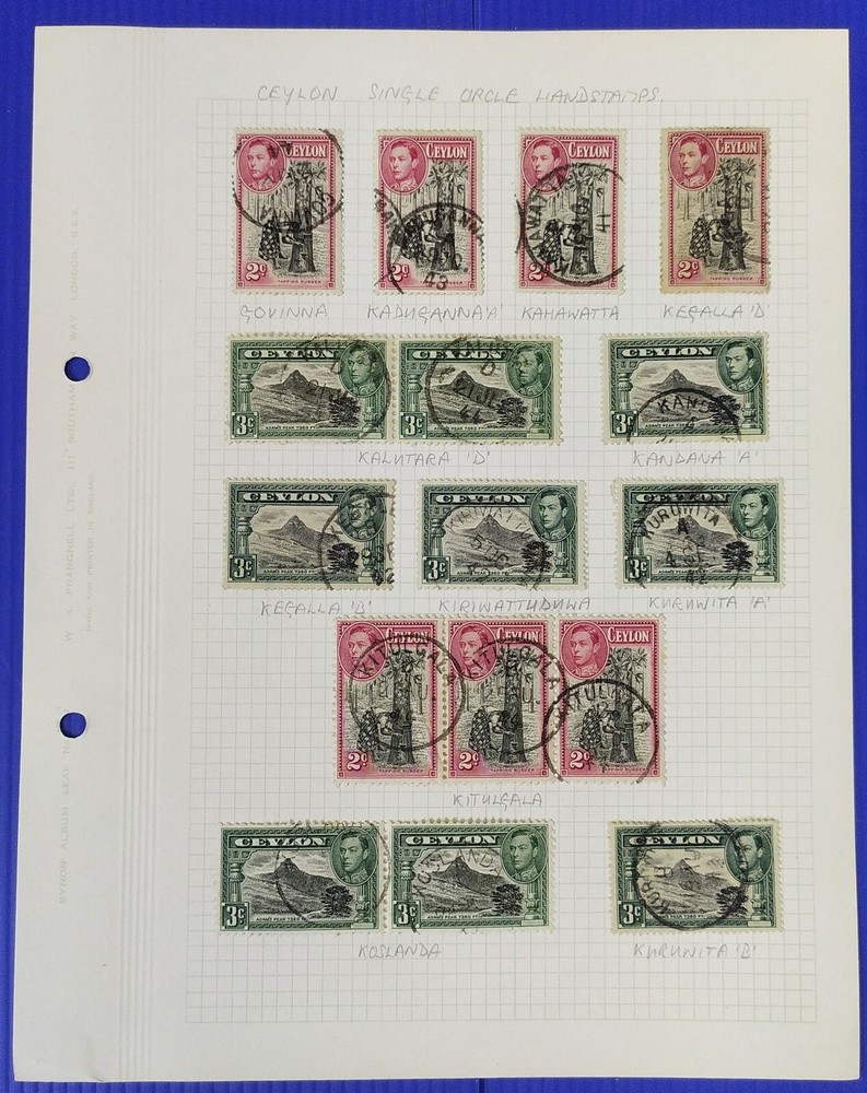 Ceylon Stamp Collection Postmarks Study Mounted in Graph Sheets/Pages