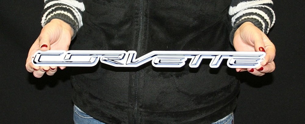 C7 Corvette Script Metal Sign 18x2 inches