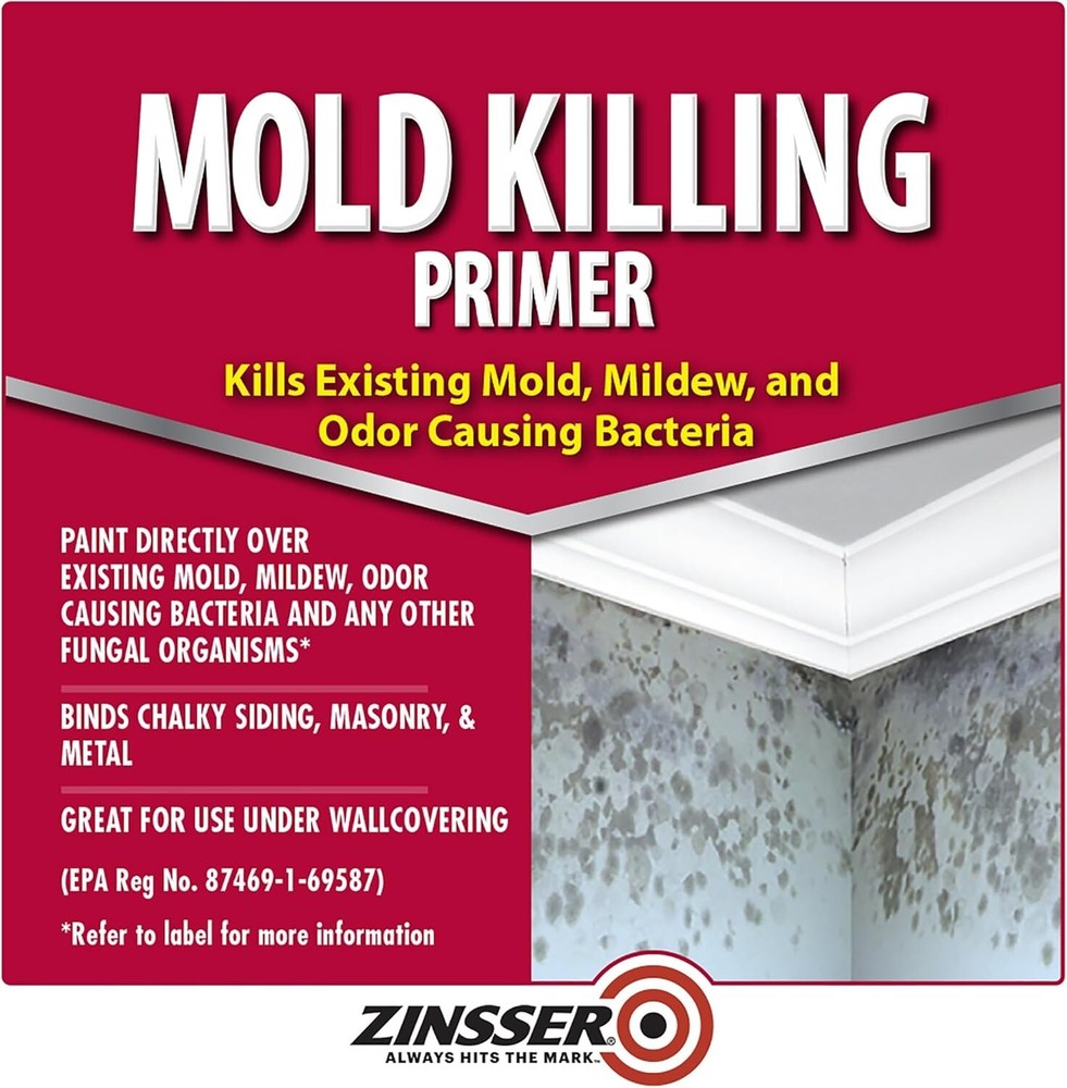 Mold Killing Primer Water-Based 32 Fl Oz Matte White Interior Exterior Use