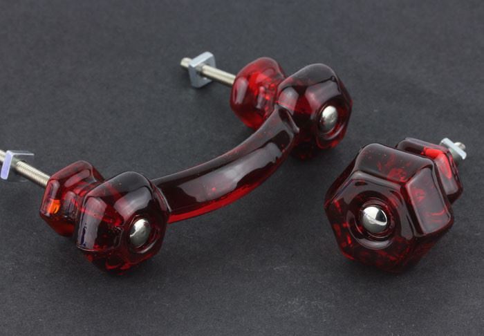 1-1/2" Antique Glass Knob Ruby Red
