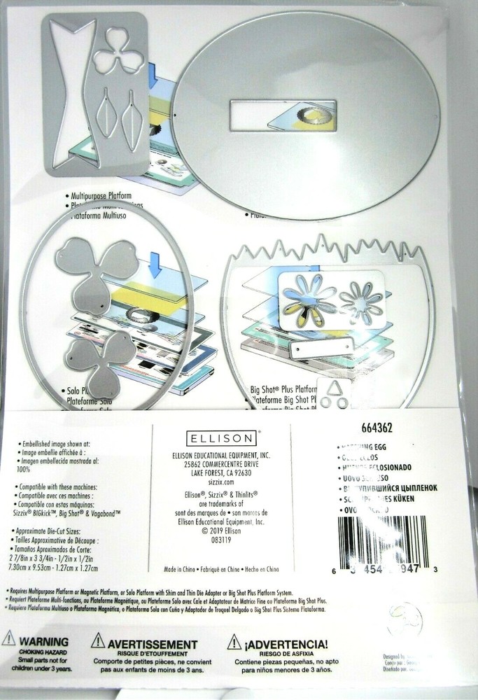 Hatching Egg with Chick Sizzix Thinlits Thin Metal Die Set 664362 NEW!