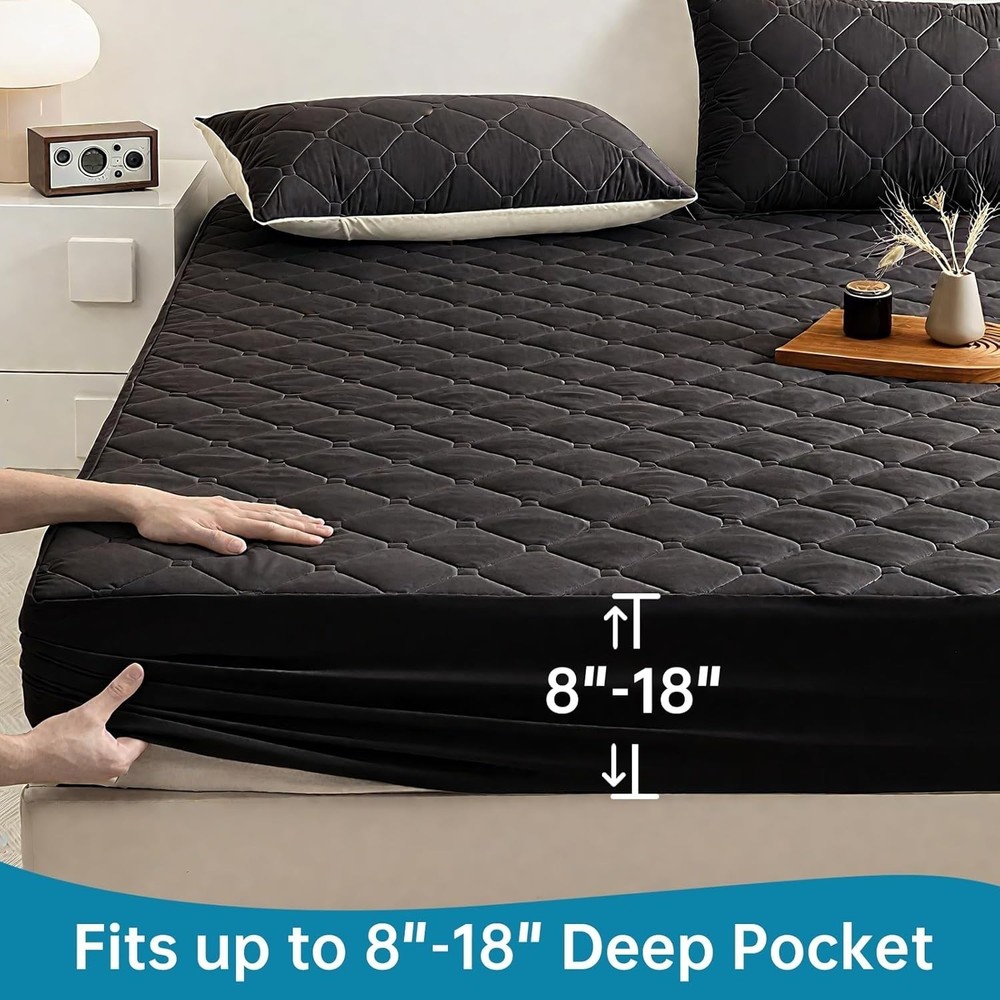 Queen Mattress Protector Waterproof 18” Deep Pocket Fitted Sheet Queen 2pcs