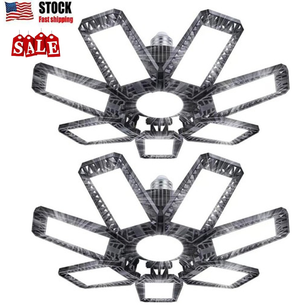 2Pack LED Garage Light 9900000LM Deformable Bright Work Shop Ceiling Bulb Lamps