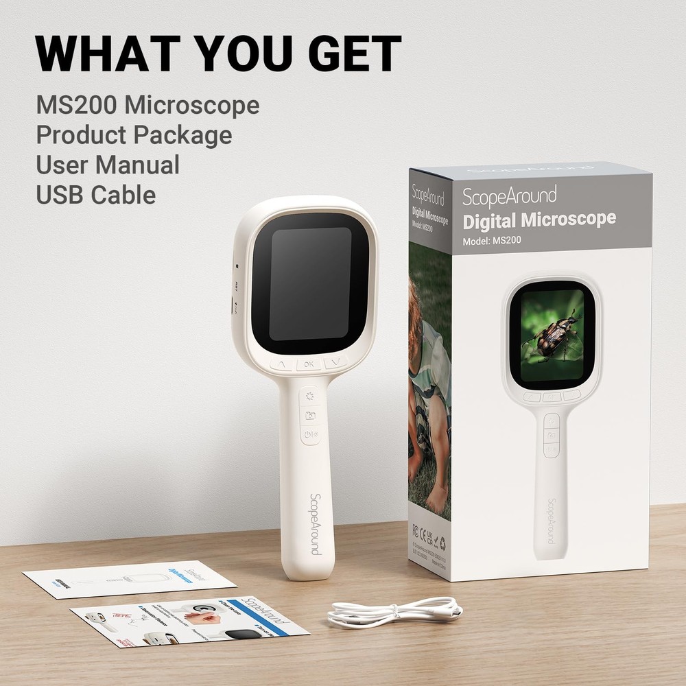 ScopeAround Digital Microscope, Autofocus Handheld Magnifier...