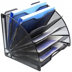 6Tier Mesh Document Sorter, Fan-Shaped Desk Storage Organizer for Home Office