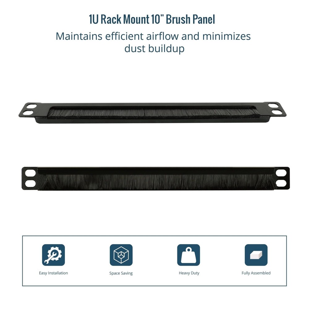 2 Pack 0.5U Cable Management Brush Panel 10 Inch Server Rack Organizer Black