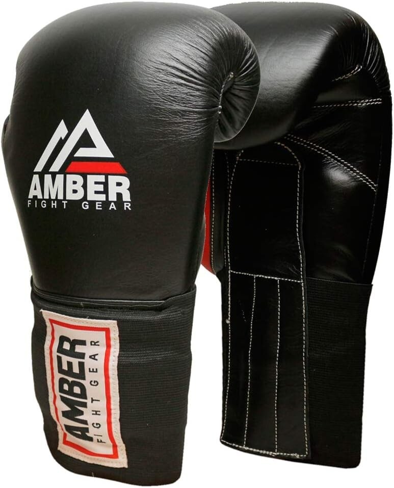 Amber MFG Professional Hook and Loop Leather Training Boxing Gloves