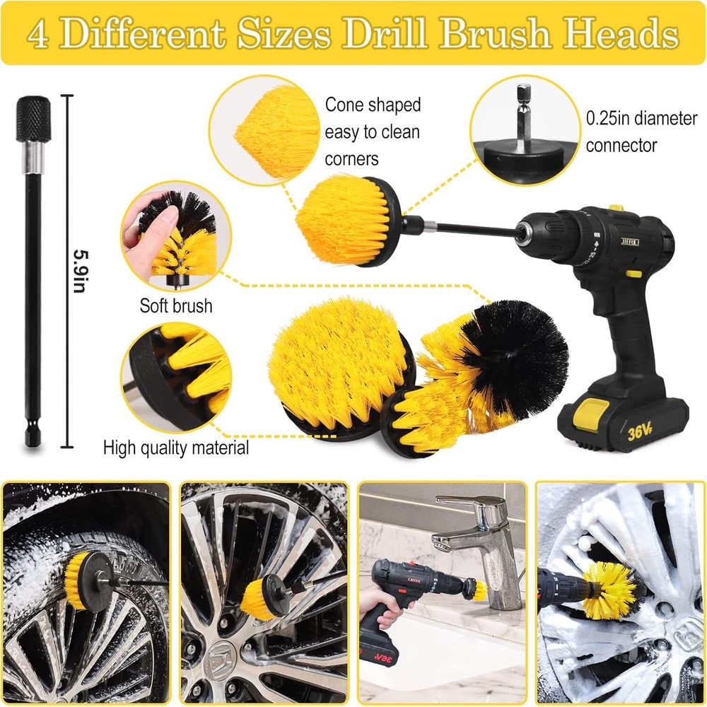 Complete 27-Piece Car Wash Kit with Multi-Surface Brushes & Accessories