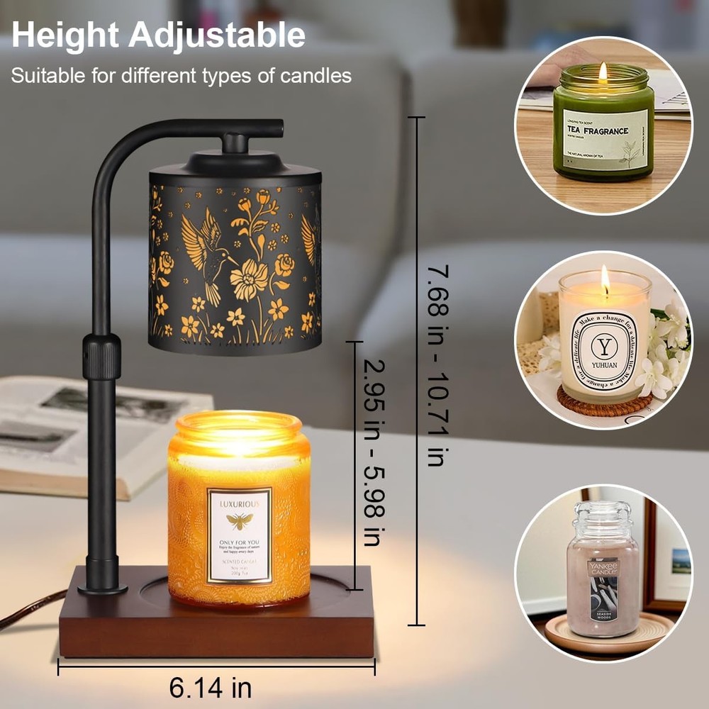 Candle Warmer Lamp with Adjustable Height Dimmable Electric Candle