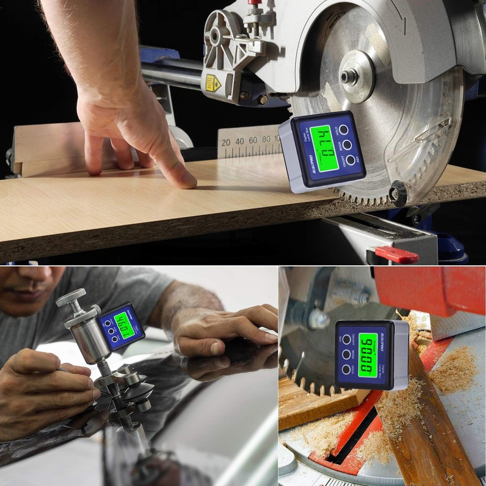 Digital Level Box Angle Gauge Protractor Inclinometer Bevel with Blue