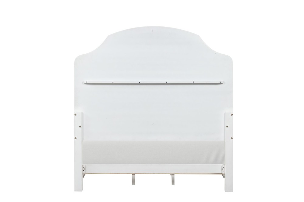 Antique White Coastal Transitional Queen Size 1pc Panel Bed Frame Set Headboard