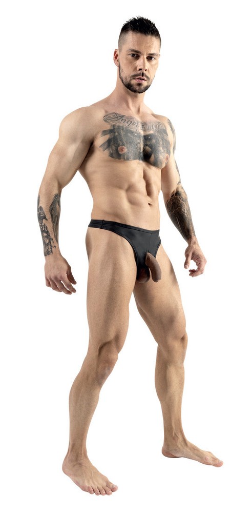 Black Thong With Front Opening