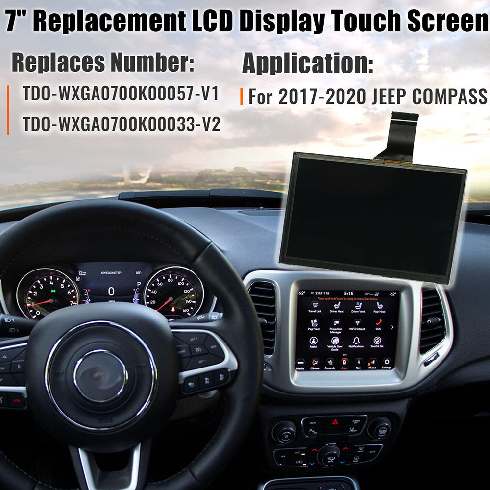 Replace 7" LCD Display Touch Screen For 2017-2020 Jeep Compass Radio Navigation